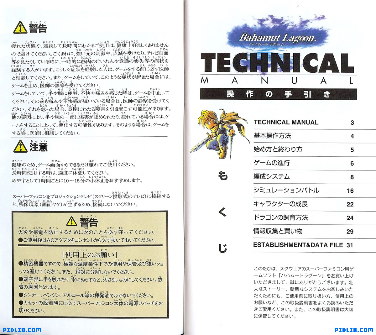 バハムートラグーン 説明書 P02 - P03(画像):バハムートラグーン攻略