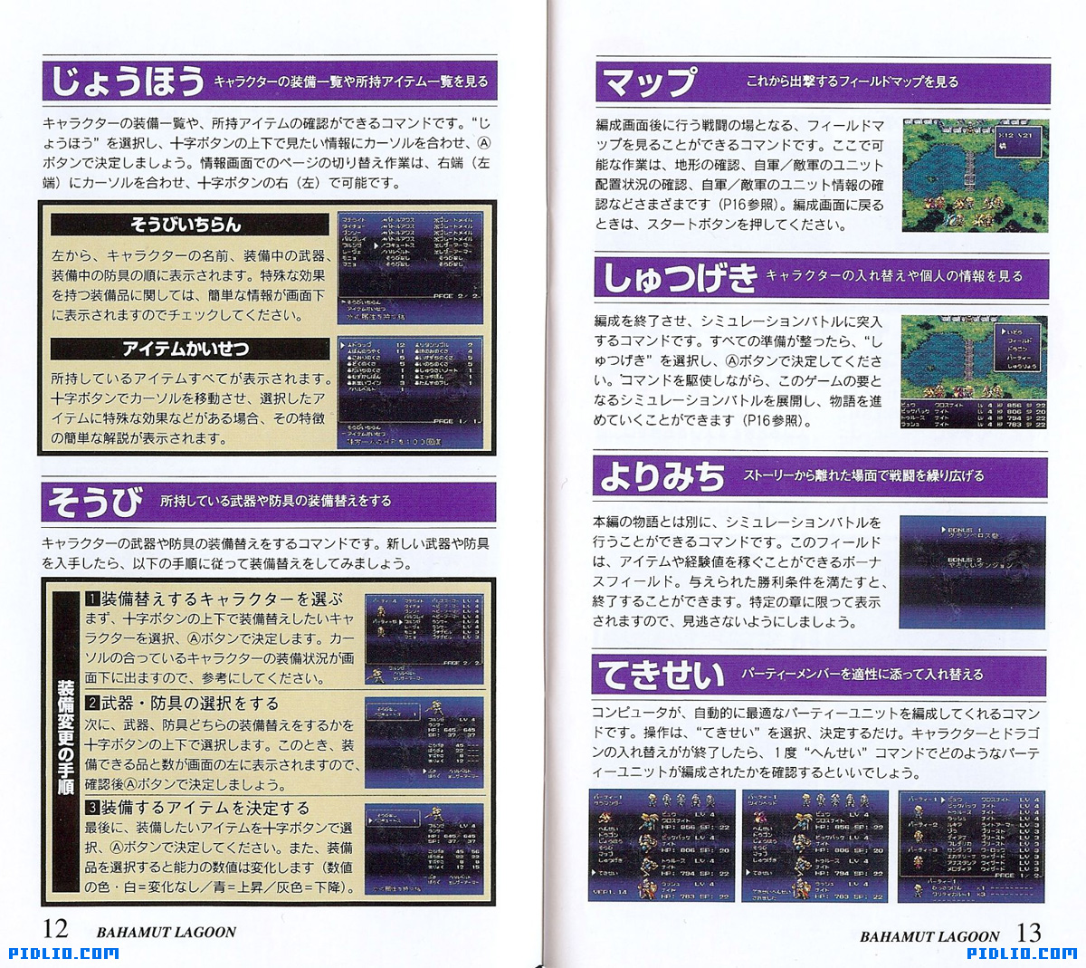 バハムートラグーン 説明書 P12 - P13(画像):バハムートラグーン攻略