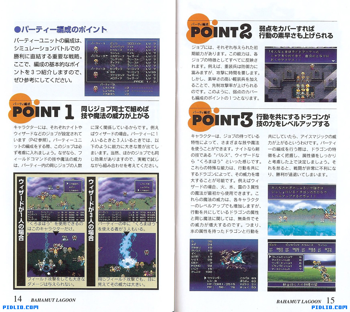 バハムートラグーン 説明書 P14 - P15(画像):バハムートラグーン攻略