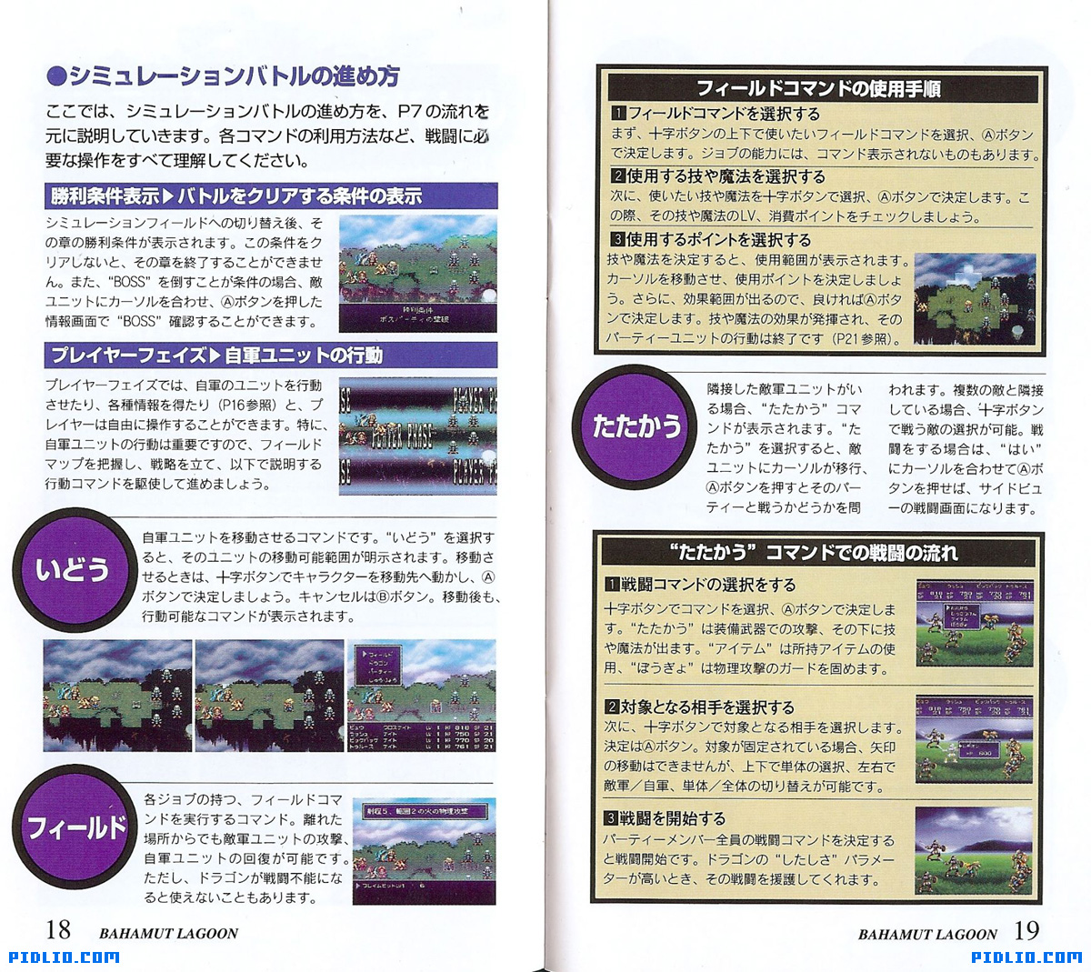 バハムートラグーン 説明書 P18 - P19(画像):バハムートラグーン攻略