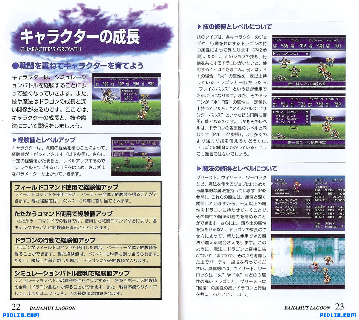 バハムートラグーン 説明書 P22 - P23(画像):バハムートラグーン攻略