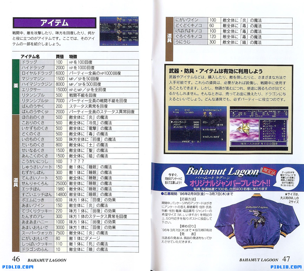 バハムートラグーン 説明書 P46 - P47(画像):バハムートラグーン攻略