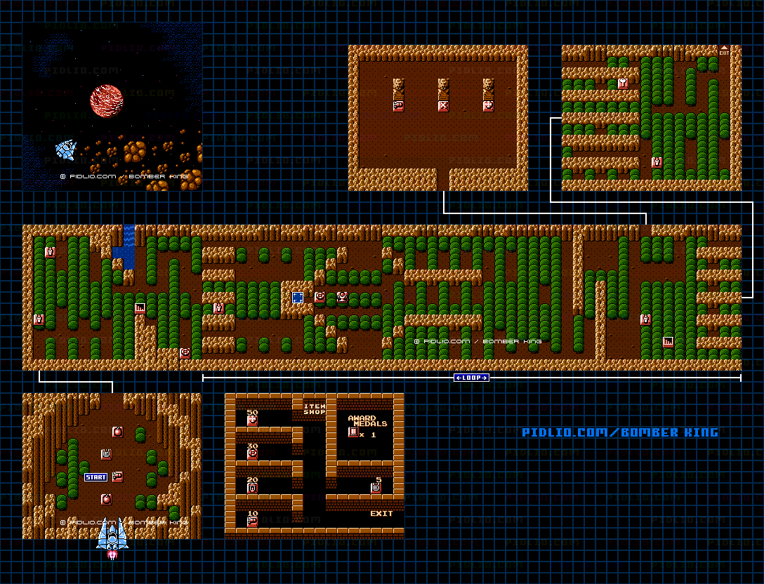 ステージ1-1のマップ画像 ／ ボンバーキング（BOMBER KING）攻略 ─ pidlio.com