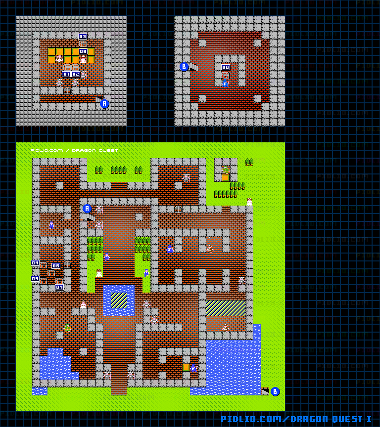 ラダトームの城のマップ画像 ／ FC版ドラゴンクエストI攻略 ─ pidlio.com
