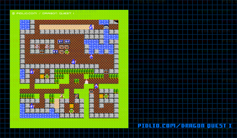 ガライの町のマップ画像 ／ FC版ドラゴンクエストI攻略 ─ pidlio.com