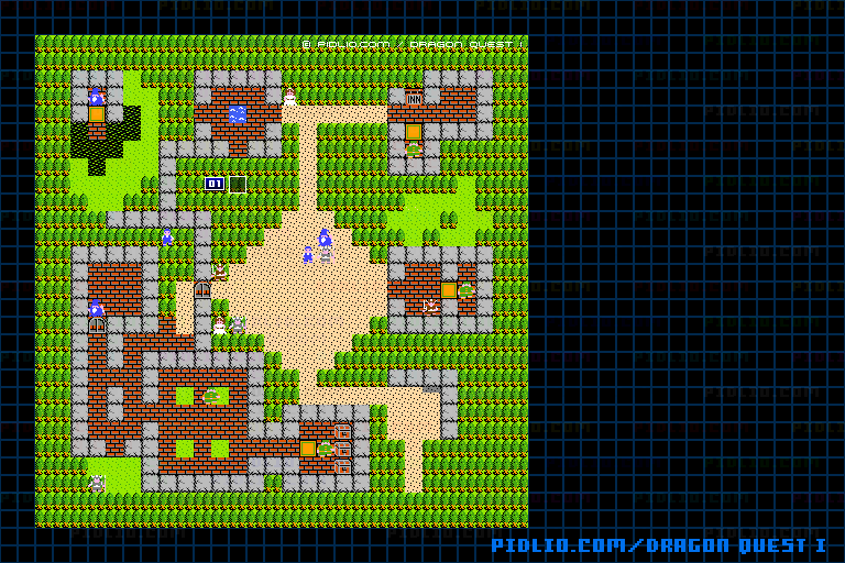 マイラの村のマップ画像 ／ FC版ドラゴンクエストI攻略 ─ pidlio.com