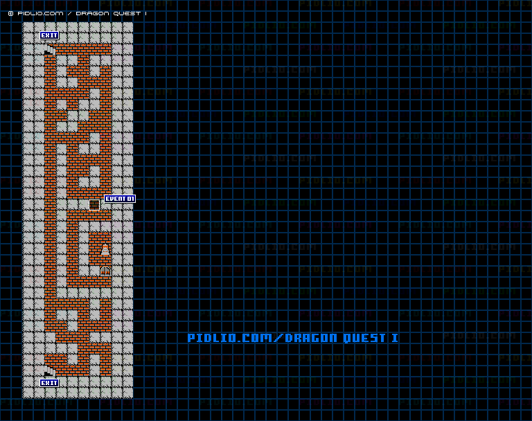 沼地の洞窟のマップ画像 ／ FC版ドラゴンクエストI攻略 ─ pidlio.com