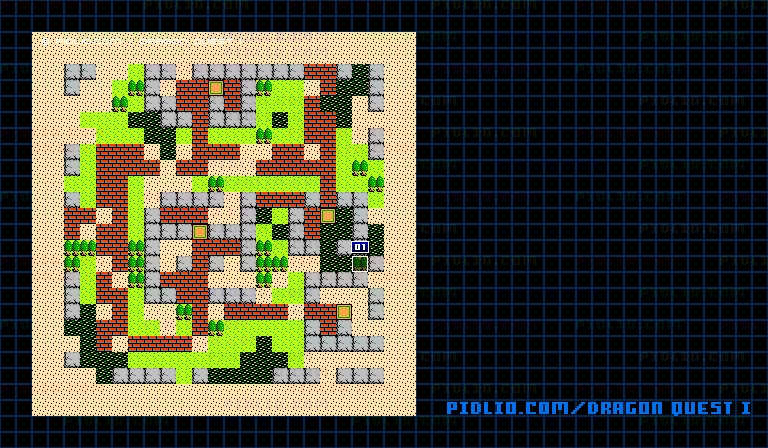 ドムドーラの町のマップ画像 ／ FC版ドラゴンクエストI攻略 ─ pidlio.com