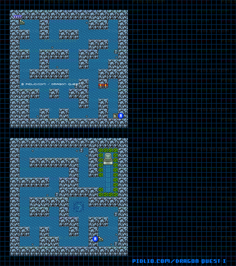 ロトの洞窟のマップ画像 / GB版ドラゴンクエストI攻略 ─ pidlio.com
