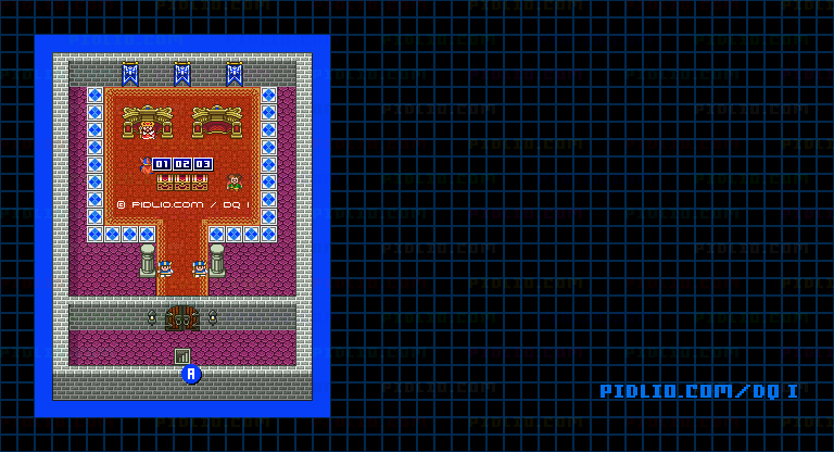 ラダトームの城2Fのマップ画像 ／ SFC版ドラゴンクエストI攻略 ─ pidlio.com