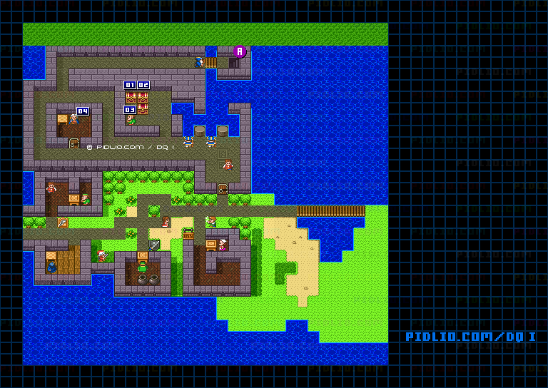 ガライの町のマップ画像 ／ SFC版ドラゴンクエストI攻略 ─ pidlio.com