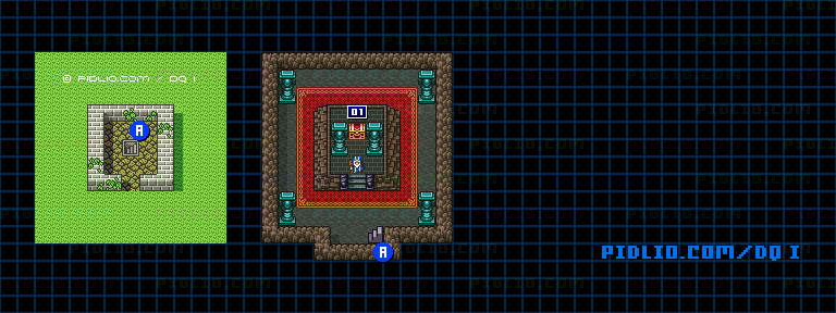 雨のほこらのマップ画像 ／ SFC版ドラゴンクエストI攻略 ─ pidlio.com