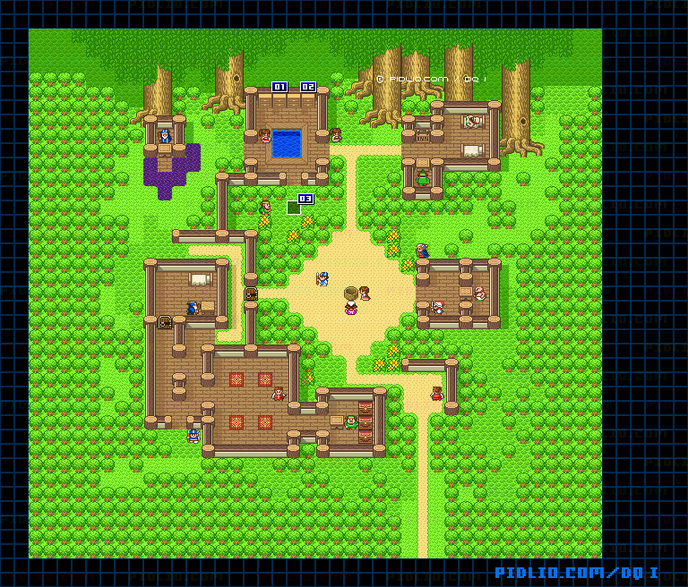マイラの村のマップ画像 ／ SFC版ドラゴンクエストI攻略 ─ pidlio.com