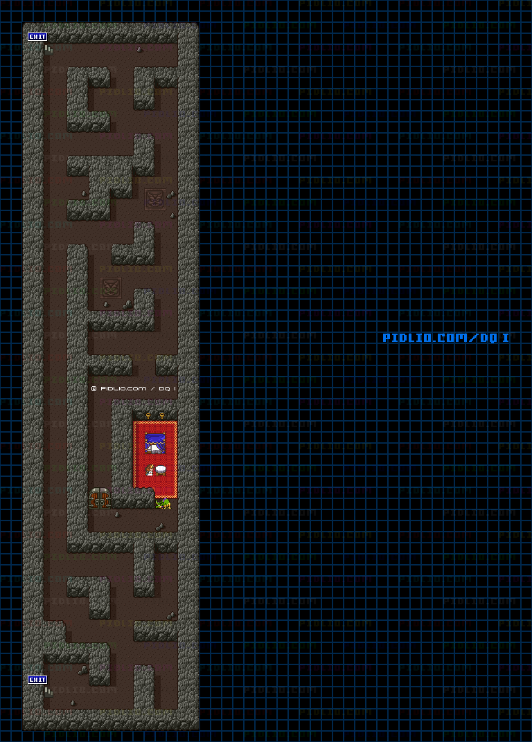 沼地の洞窟のマップ画像 ／ SFC版ドラゴンクエストI攻略 ─ pidlio.com