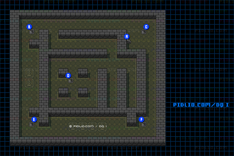 ガライの墓B2のマップ画像 ／ SFC版ドラゴンクエストI攻略 ─ pidlio.com