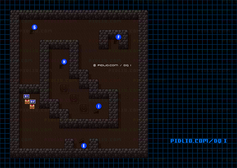 竜王の城B3のマップ画像 ／ SFC版ドラゴンクエストI攻略 ─ pidlio.com