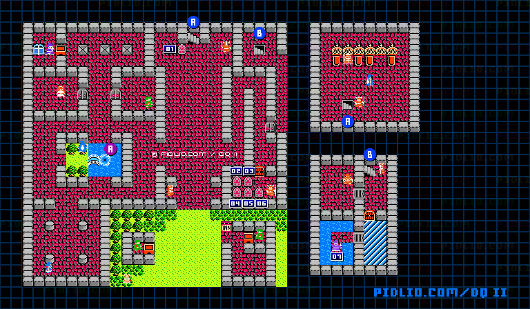 ローレシアの城のマップ画像 ／ FC版ドラゴンクエストII攻略 ─ pidlio.com