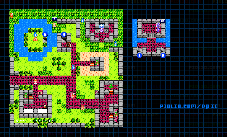ムーンペタの町のマップ画像 ／ FC版ドラゴンクエストII攻略 ─ pidlio.com