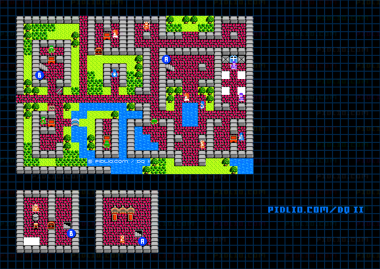 ラダトームの城のマップ画像 ／ FC版ドラゴンクエストII攻略 ─ pidlio.com