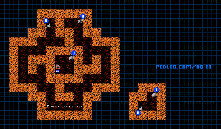 竜王の城B2のマップ画像 ／ FC版ドラゴンクエストII攻略 ─ pidlio.com