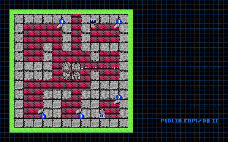 満月の塔1Fのマップ画像 ／ FC版ドラゴンクエストII攻略 ─ pidlio.com