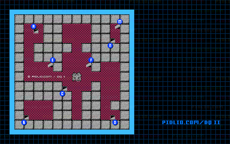 満月の塔2Fのマップ画像 ／ FC版ドラゴンクエストII攻略 ─ pidlio.com
