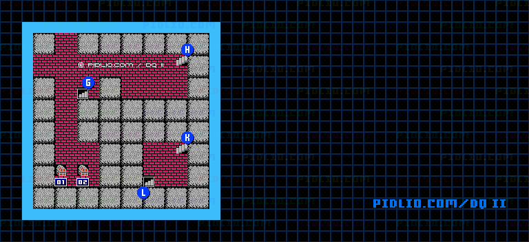 満月の塔4Fのマップ画像 ／ FC版ドラゴンクエストII攻略 ─ pidlio.com