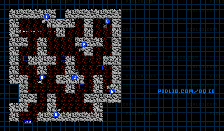 ロンダルキアの洞窟1Fのマップ画像 ／ FC版ドラゴンクエストII攻略 ─ pidlio.com