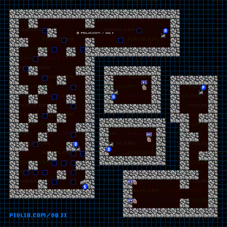 ロンダルキアの洞窟5Fのマップ画像 ／ FC版ドラゴンクエストII攻略 ─ pidlio.com