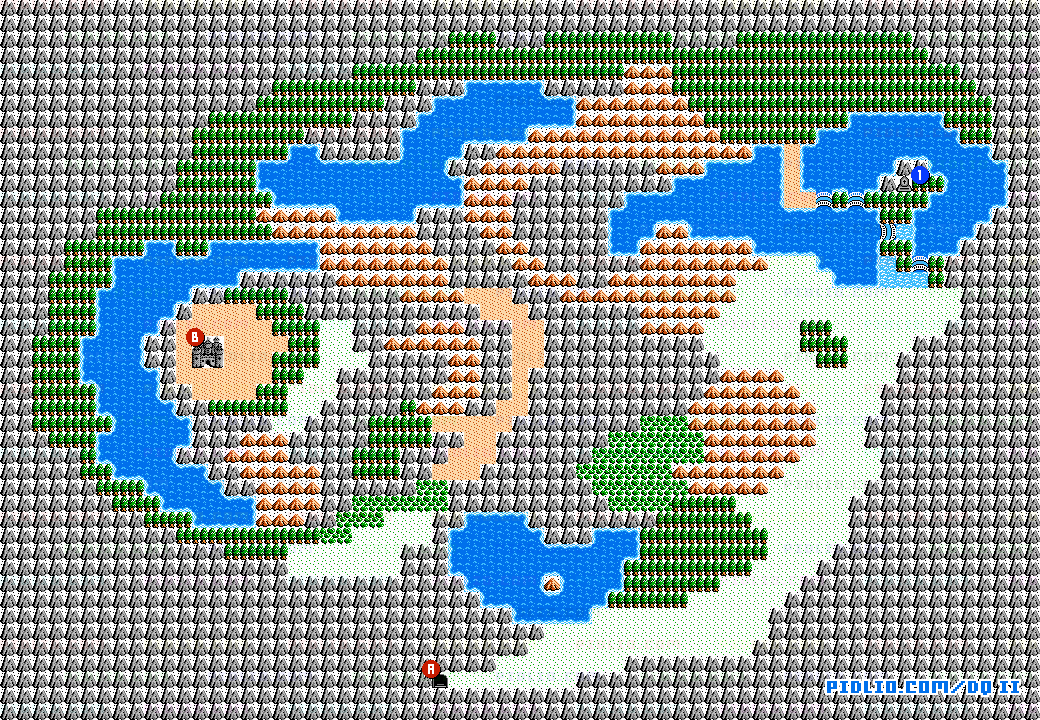 ロンダルキアのマップ画像 ／ FC版ドラゴンクエストII攻略 ─ pidlio.com