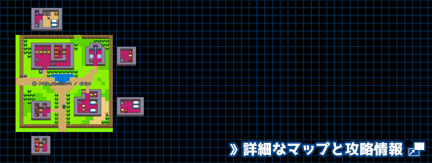 リリザの町の簡易マップ画像 ／ GB版ドラゴンクエスト2攻略 ─ pidlio.com