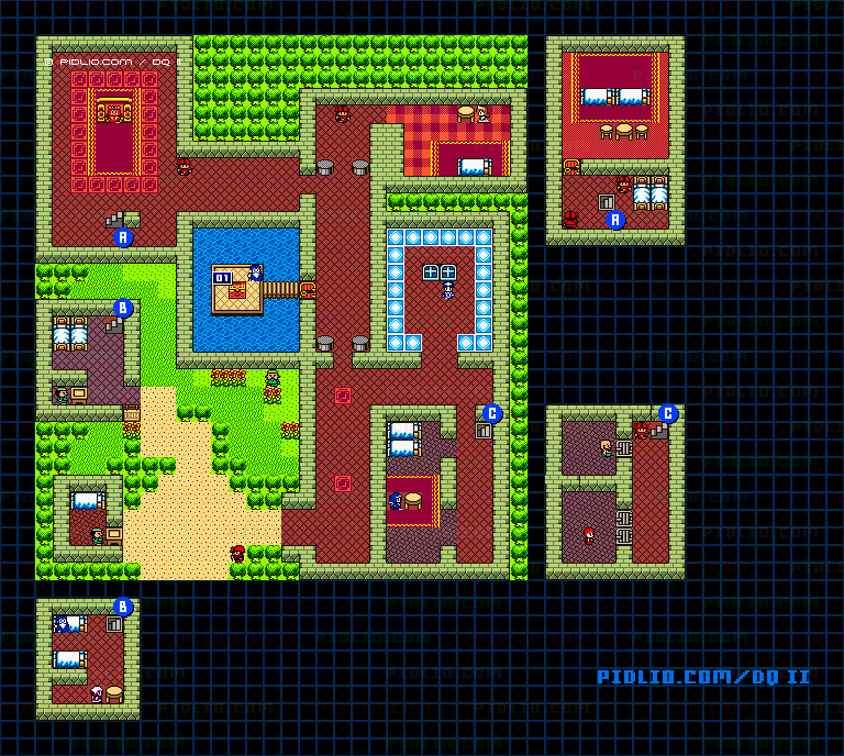 サマルトリアの城のマップ画像 ／ GB版ドラゴンクエストII攻略 ─ pidlio.com