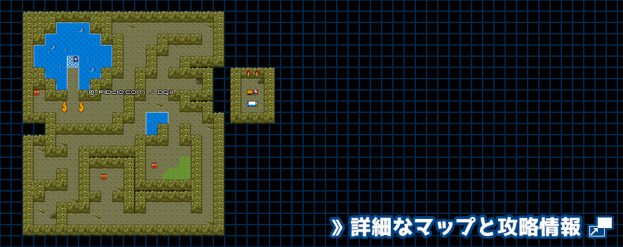 勇者の泉の洞窟の簡易マップ画像 ／ GB版ドラゴンクエスト2攻略 ─ pidlio.com