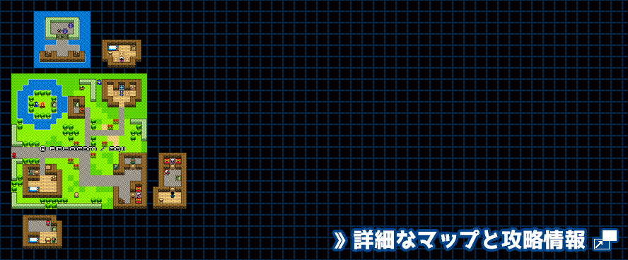 ムーンペタの町の簡易マップ画像（GB版） ／GB版ドラゴンクエスト2攻略 ─ pidlio.com