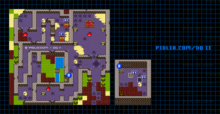 ムーンブルクの城のマップ画像 ／ GB版ドラゴンクエストII攻略 ─ pidlio.com