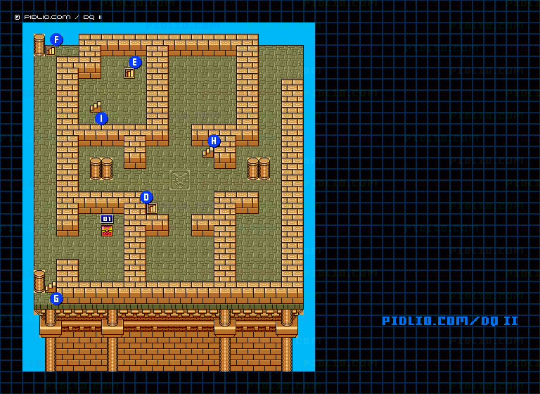 風の塔3Fのマップ画像 ／ GB版ドラゴンクエストII攻略 ─ pidlio.com