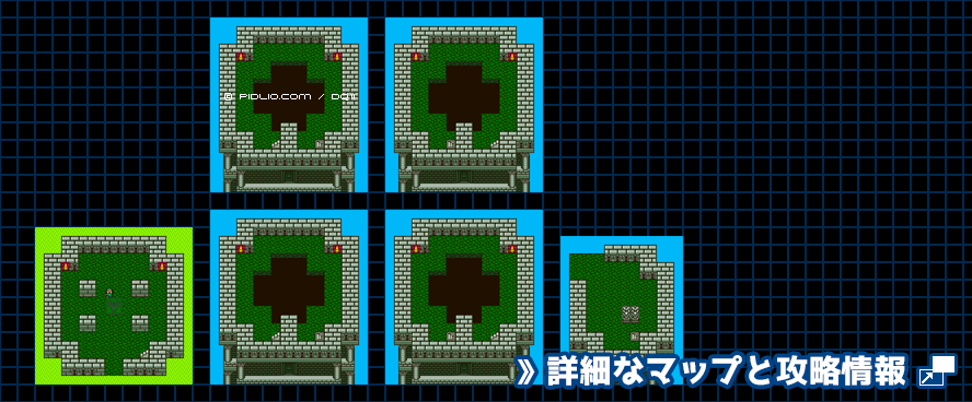 ドラゴンの角・南の簡易マップ画像（GB版） ／ GB版ドラゴンクエスト2攻略 ─ pidlio.com