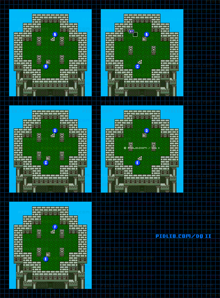 ドラゴンの角・北北2F～6Fのマップ画像 ／ GB版ドラゴンクエストII攻略 ─ pidlio.com