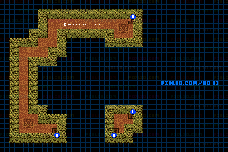 竜王の城B1のマップ画像 ／ GB版ドラゴンクエストII攻略 ─ pidlio.com