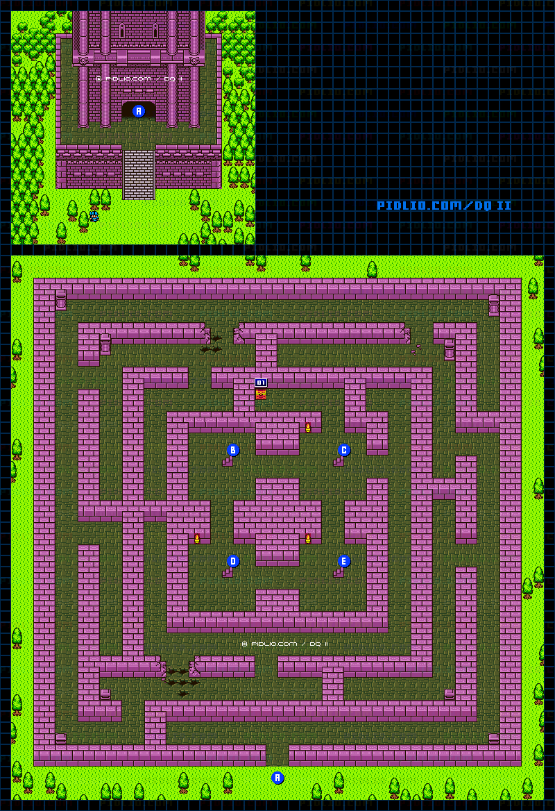 大灯台1Fのマップ画像 ／ GB版ドラゴンクエストII攻略 ─ pidlio.com