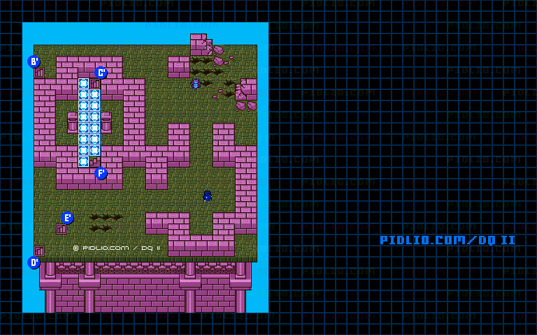 大灯台7Fのマップ画像 ／ GB版ドラゴンクエストII攻略 ─ pidlio.com