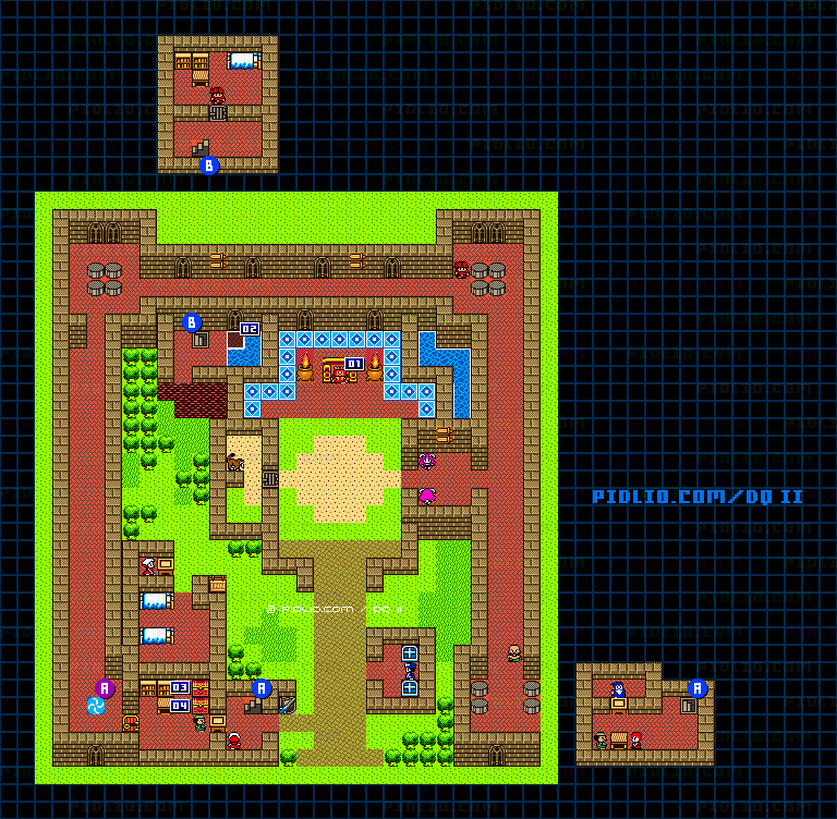 デルコンダルの城のマップ画像 ／ GB版ドラゴンクエストII攻略 ─ pidlio.com