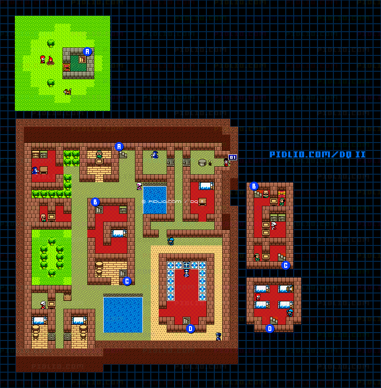ペルポイの町のマップ画像 ／ GB版ドラゴンクエストII攻略 ─ pidlio.com