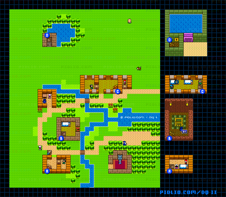 テパの村のマップ画像 ／ GB版ドラゴンクエストII攻略 ─ pidlio.com