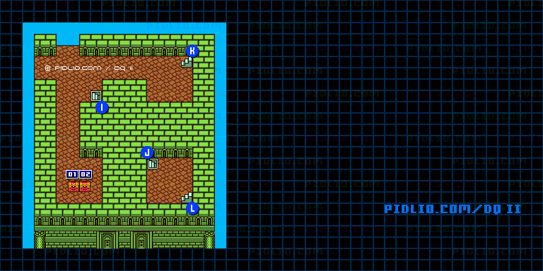 満月の塔4Fのマップ画像 ／ GB版ドラゴンクエストII攻略 ─ pidlio.com