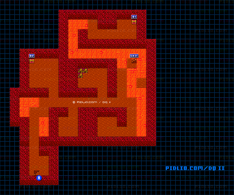 海底の洞窟B1のマップ画像 ／ GB版ドラゴンクエストII攻略 ─ pidlio.com
