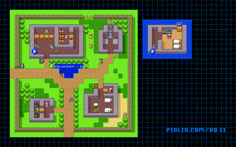 リリザの町のマップ画像 ／ SFC版ドラゴンクエストII攻略 ─ pidlio.com