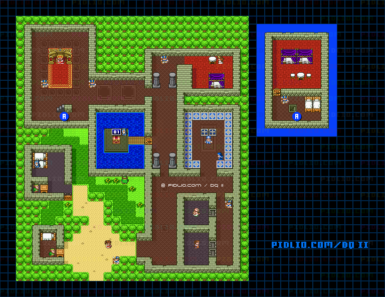 サマルトリアの城のマップ画像 ／ SFC版ドラゴンクエストII攻略 ─ pidlio.com