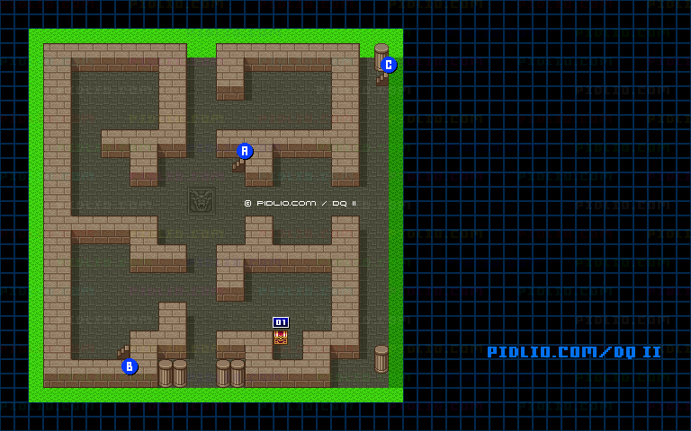 風の塔1Fのマップ画像 ／ SFC版ドラゴンクエストII攻略 ─ pidlio.com