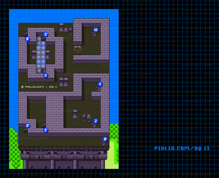 大灯台6Fのマップ画像 ／ SFC版ドラゴンクエストII攻略 ─ pidlio.com
